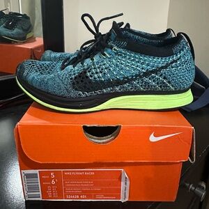 Nike flyknit racer in blue lagoon. WITH BOX